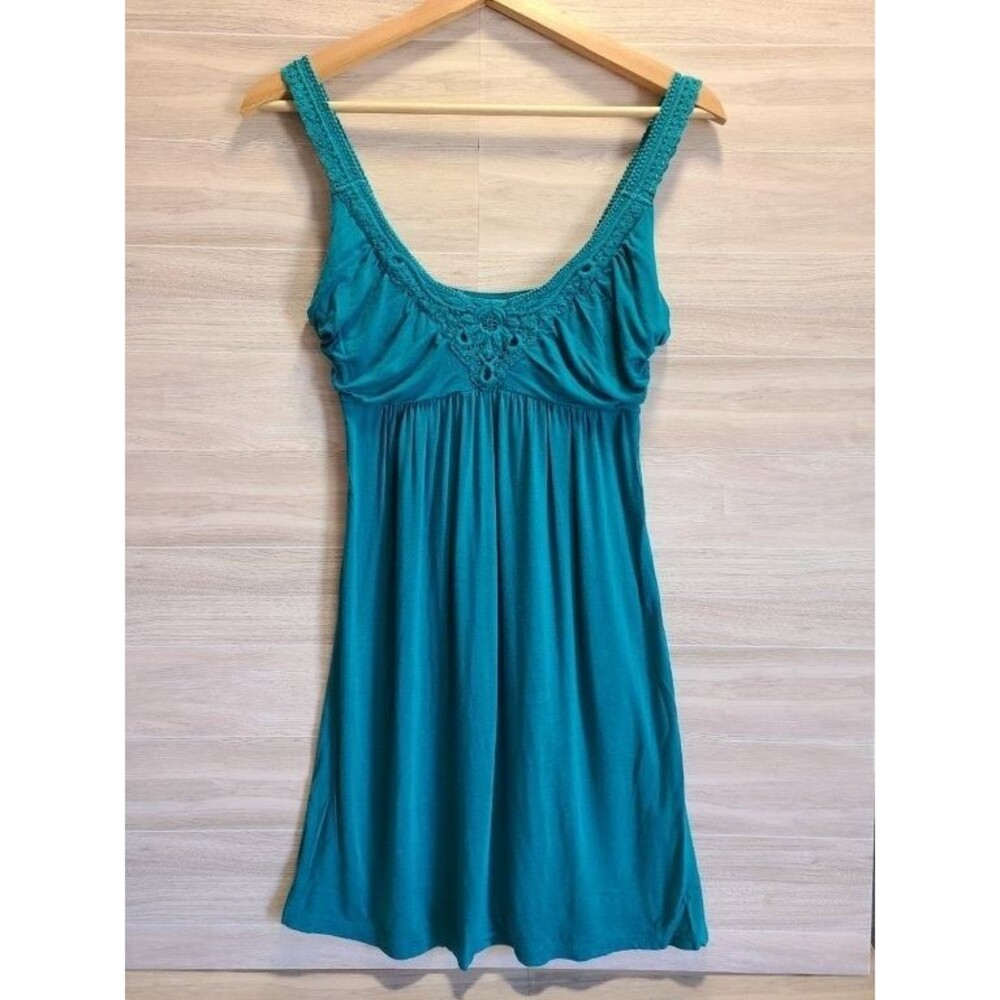 GUESS Teal Mini Dress Juniors M Lace Trim Sleeveless Stretch Knit